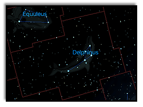 небольшое созвездие северного полушария неба Delphinus